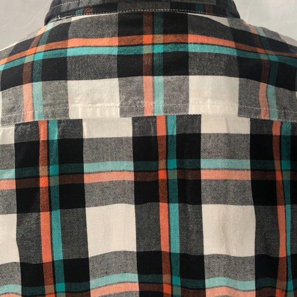 Matix brand green orange black white plaid dress shirt Mens Large fits Medium M - Picture 6 of 6